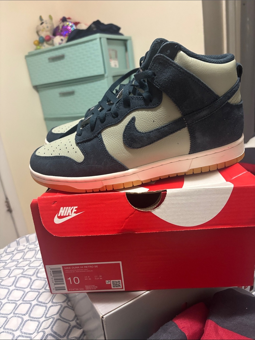 Nike High-Top Sneakers in Navy and Cream with Gum Sole